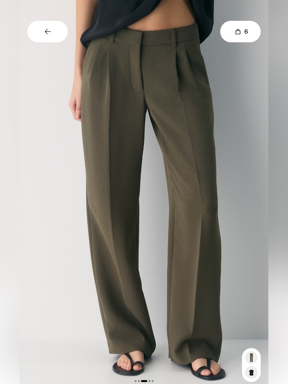 Aritzia Olive Green Lo Rise Regular Crepette Effortless Pant - Picture 2 of 4